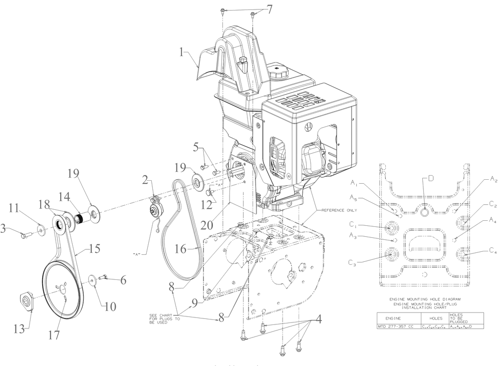 Engine Drive Diagram and Parts List for 3X26-INCHTRAC (31AH7DVX710)(2022) Cub Cadet Snow Blower